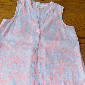 Tommy Bahama Pink and Blue Tropical linen Blouse